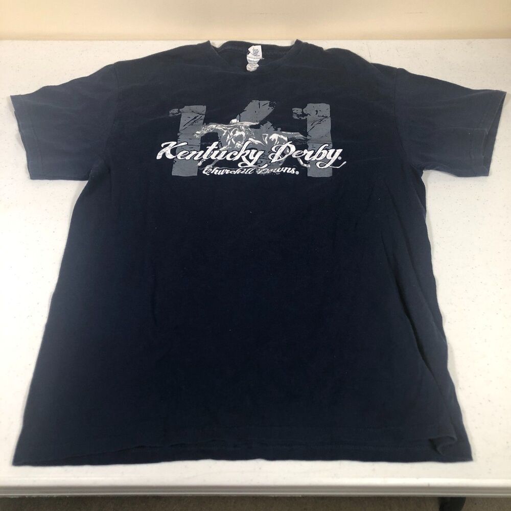 Kentucky Derby Churchill Downs T-Shirt Unisex Large Blue‎ Americana Athleisure